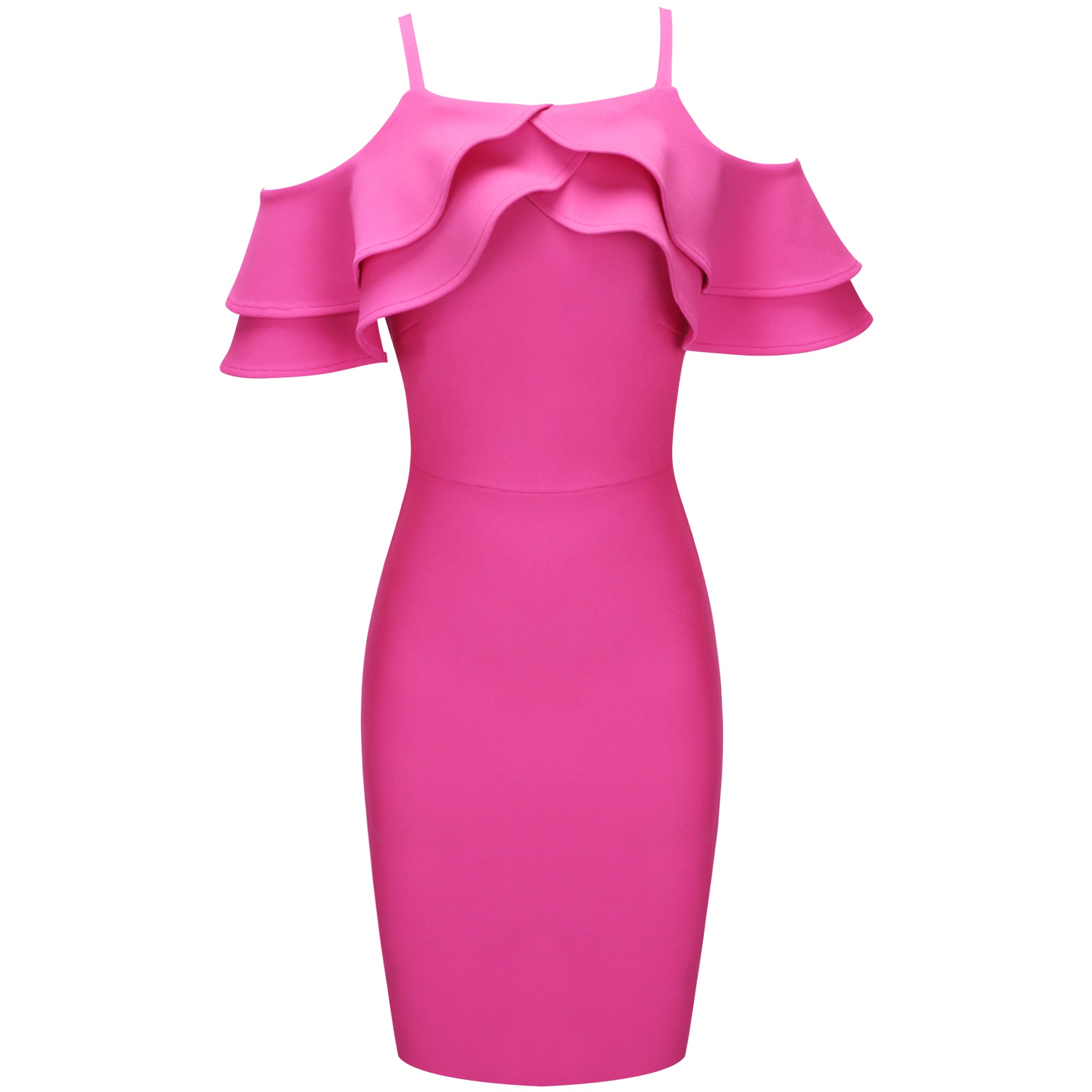 Rose Strappy Short Sleeve Frill Midi Bandage Dress PP091918