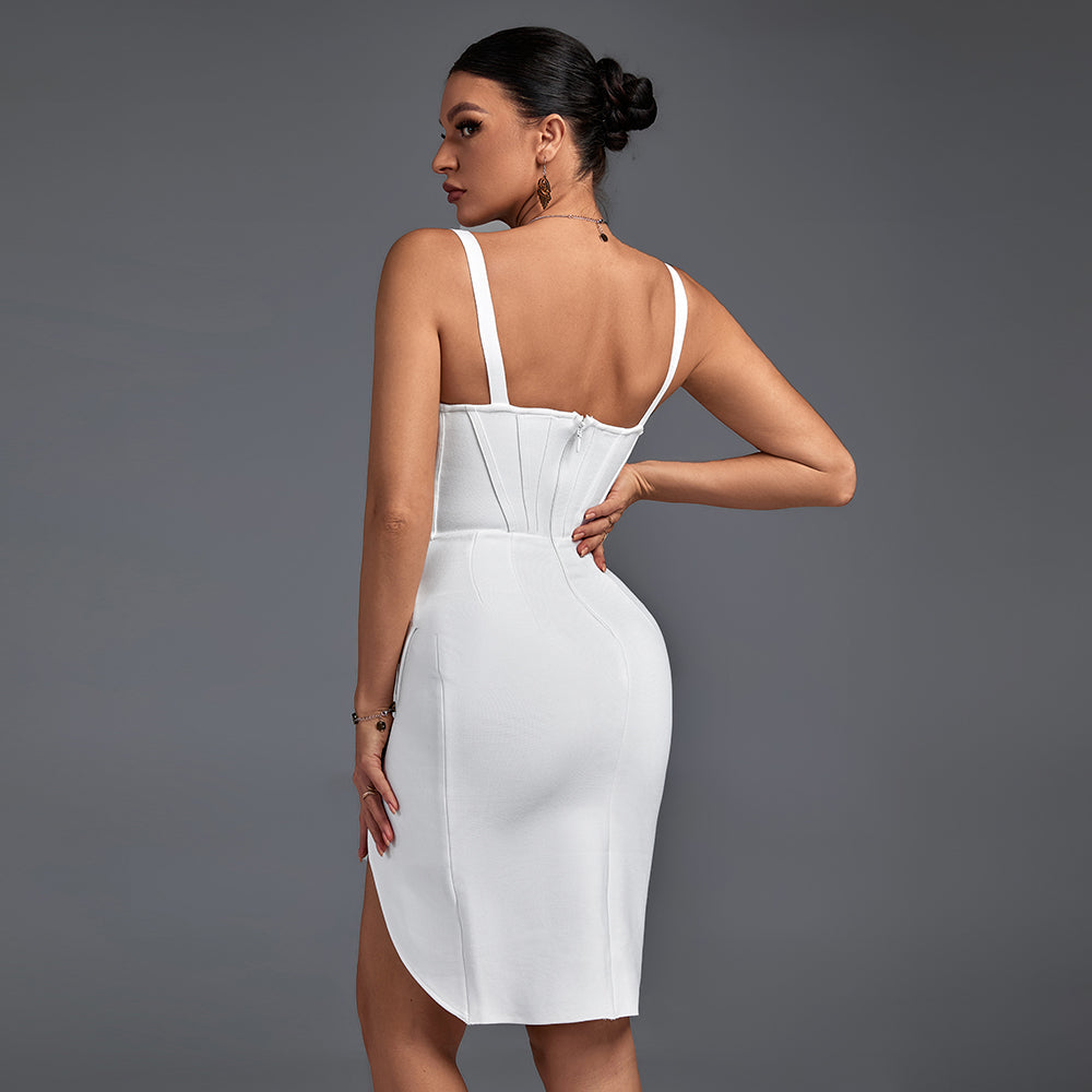 Strappy Sleeveless Frill Midi Bandage Dress PF21619