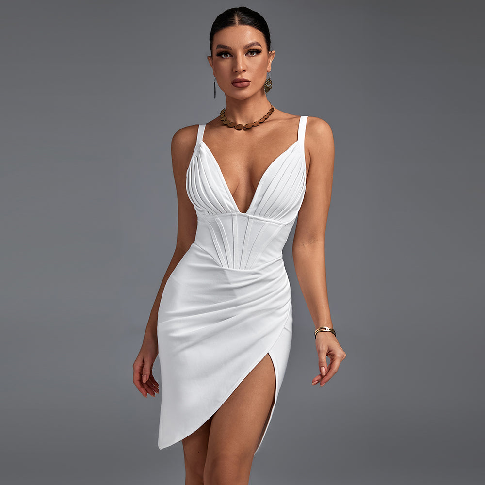 Strappy Sleeveless Frill Midi Bandage Dress PF21619