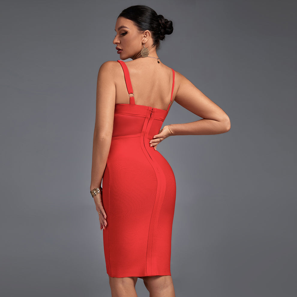 Strappy Sleeveless Mesh Mini Bandage Dress PF19006