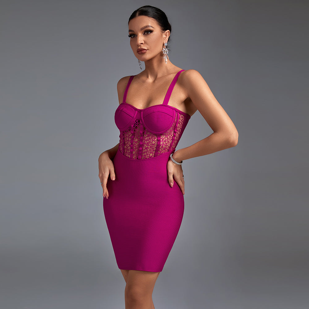 Strappy Sleeveless Striped Mini Bandage Dress PF20012