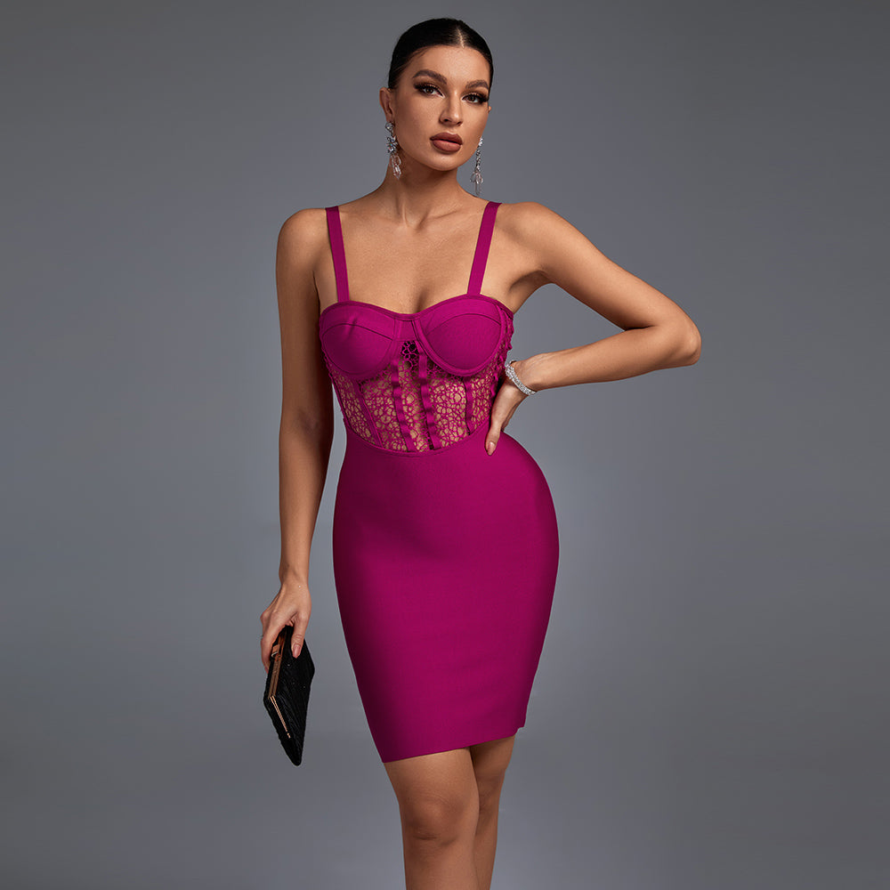 Strappy Sleeveless Striped Mini Bandage Dress PF20012