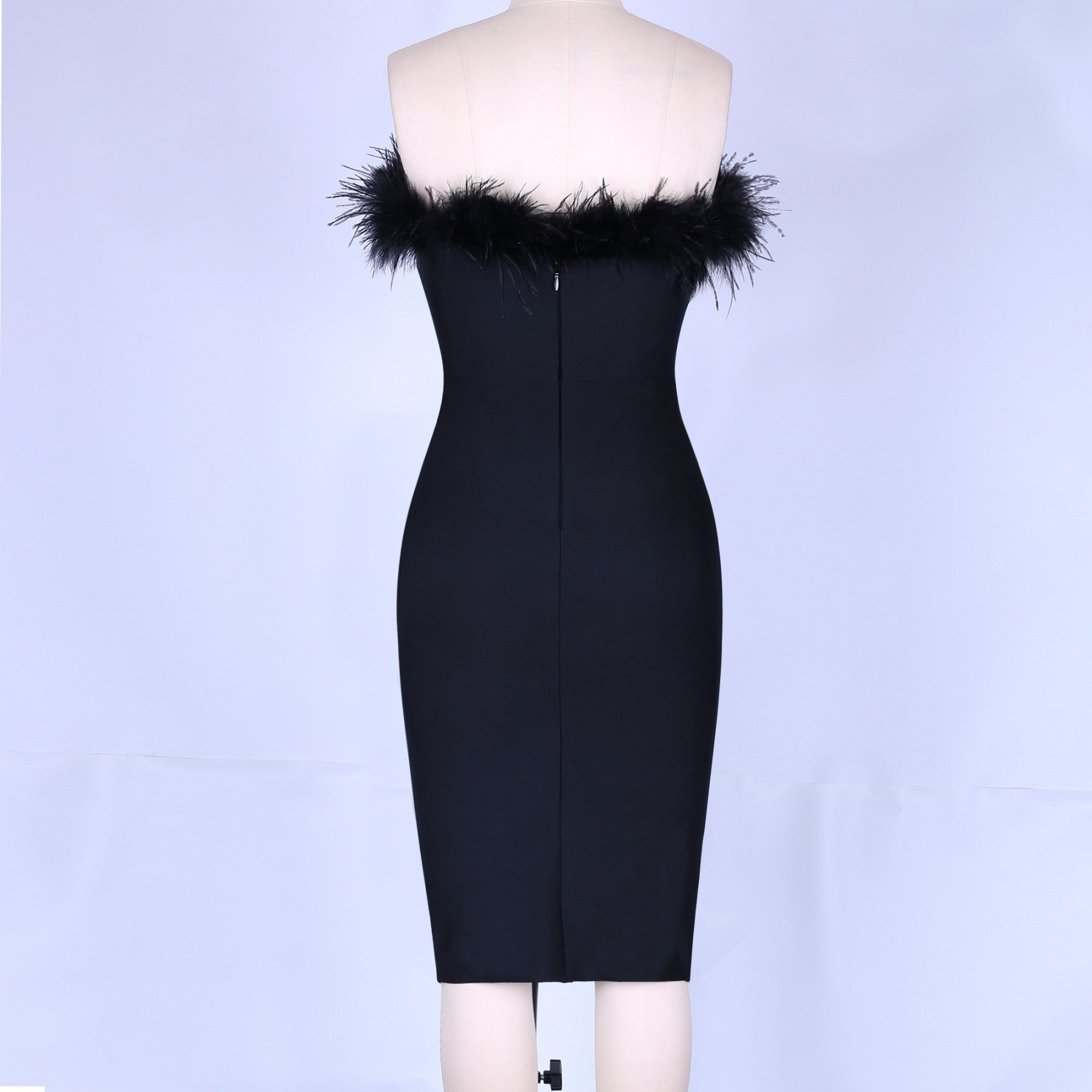 Strapless Sleeveless Plume Mini Bandage Dress PF1108