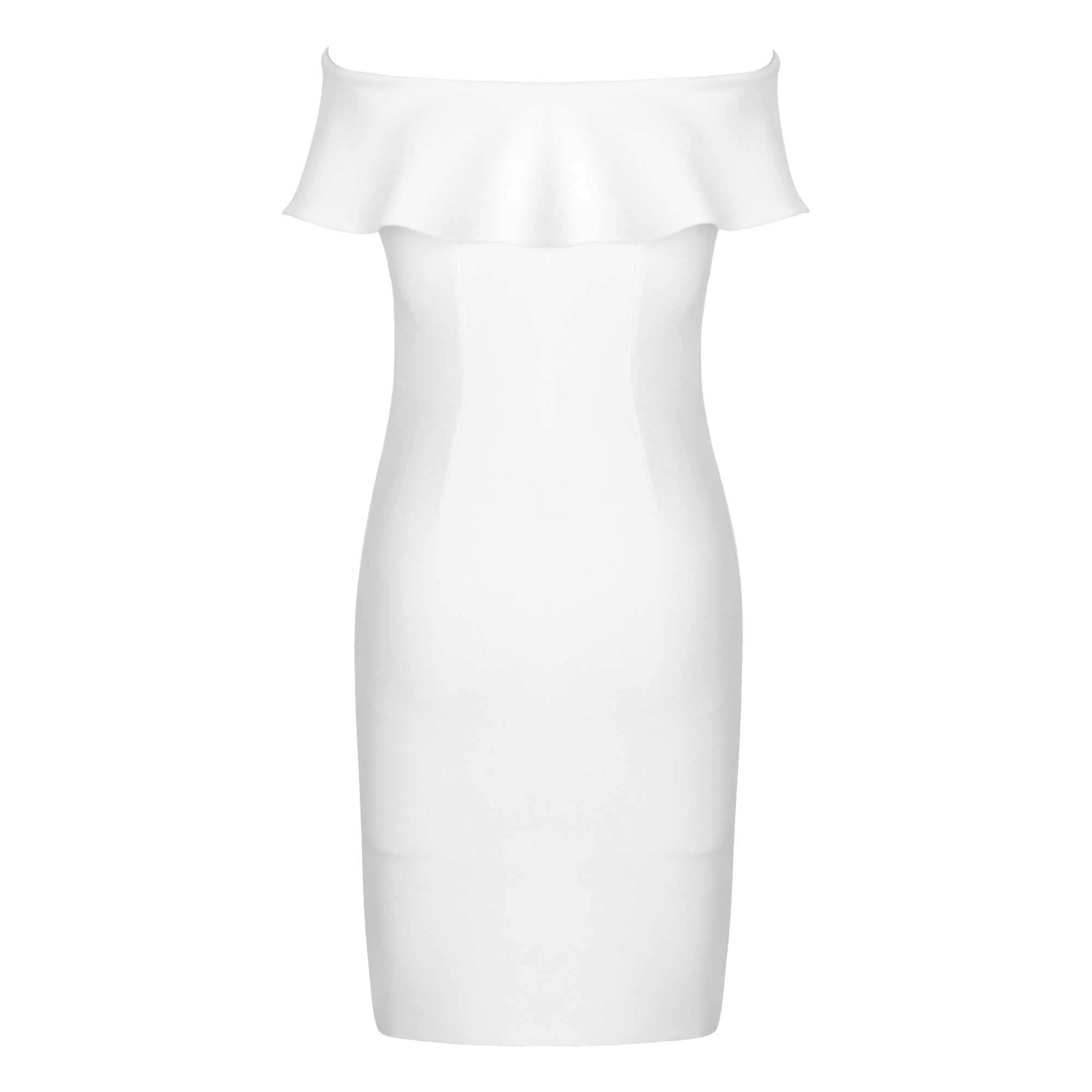 White Strapless High Waist Hollow Out Bandage Dress PP091910