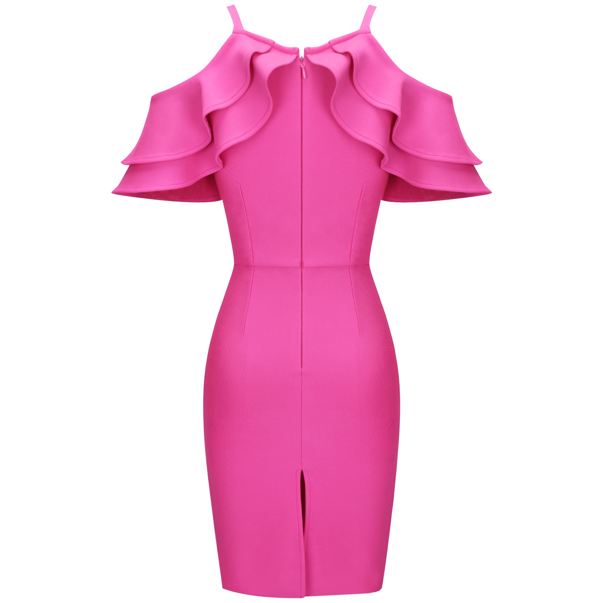 Rose Strappy Short Sleeve Frill Midi Bandage Dress PP091918