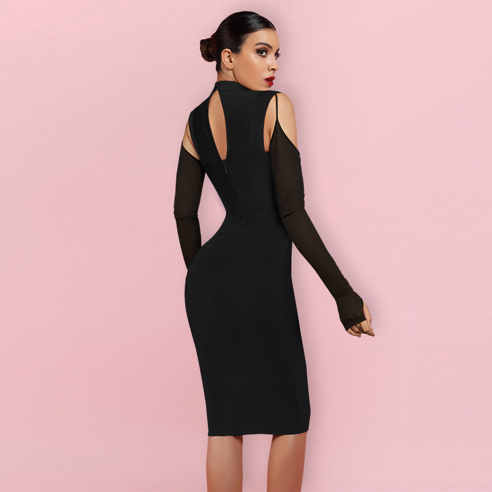 Long Sleeve Cut Out Midi Bandage Dress PP211029