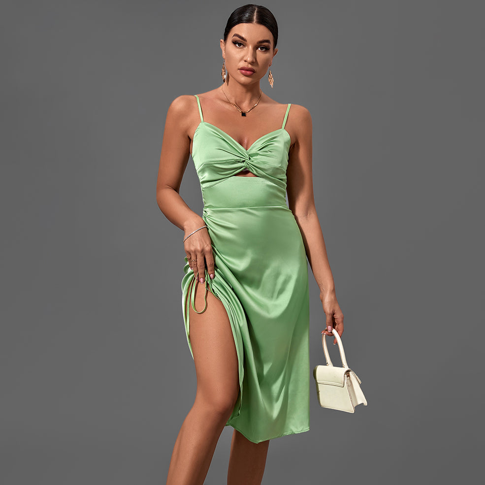 Green Strappy Sleeveless Cut Out Midi Bodycon Dress FP21433