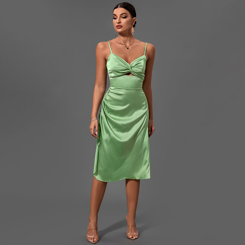 Green Strappy Sleeveless Cut Out Midi Bodycon Dress FP21433