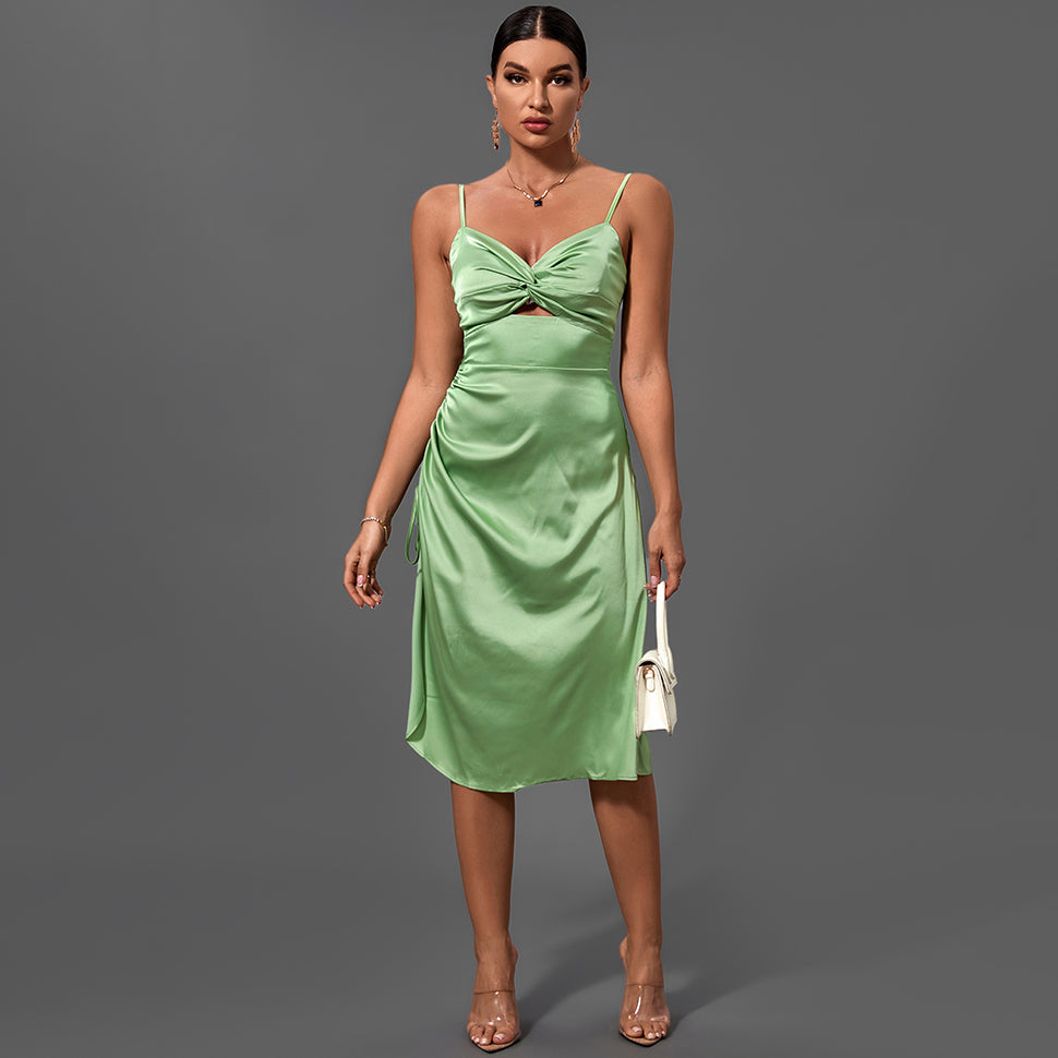 Green Strappy Sleeveless Cut Out Midi Bodycon Dress FP21433