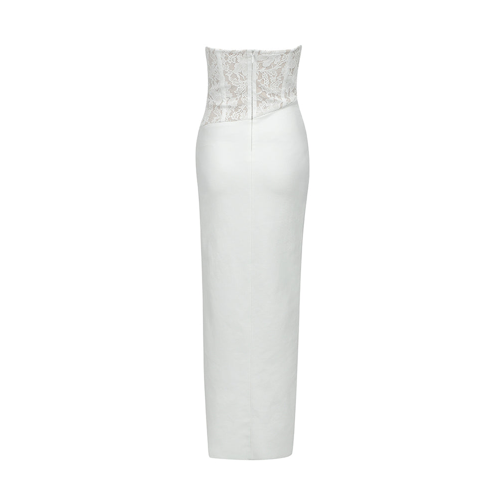 Strapless Sleeveless Lace Over Knee Bandage Dress HB7382