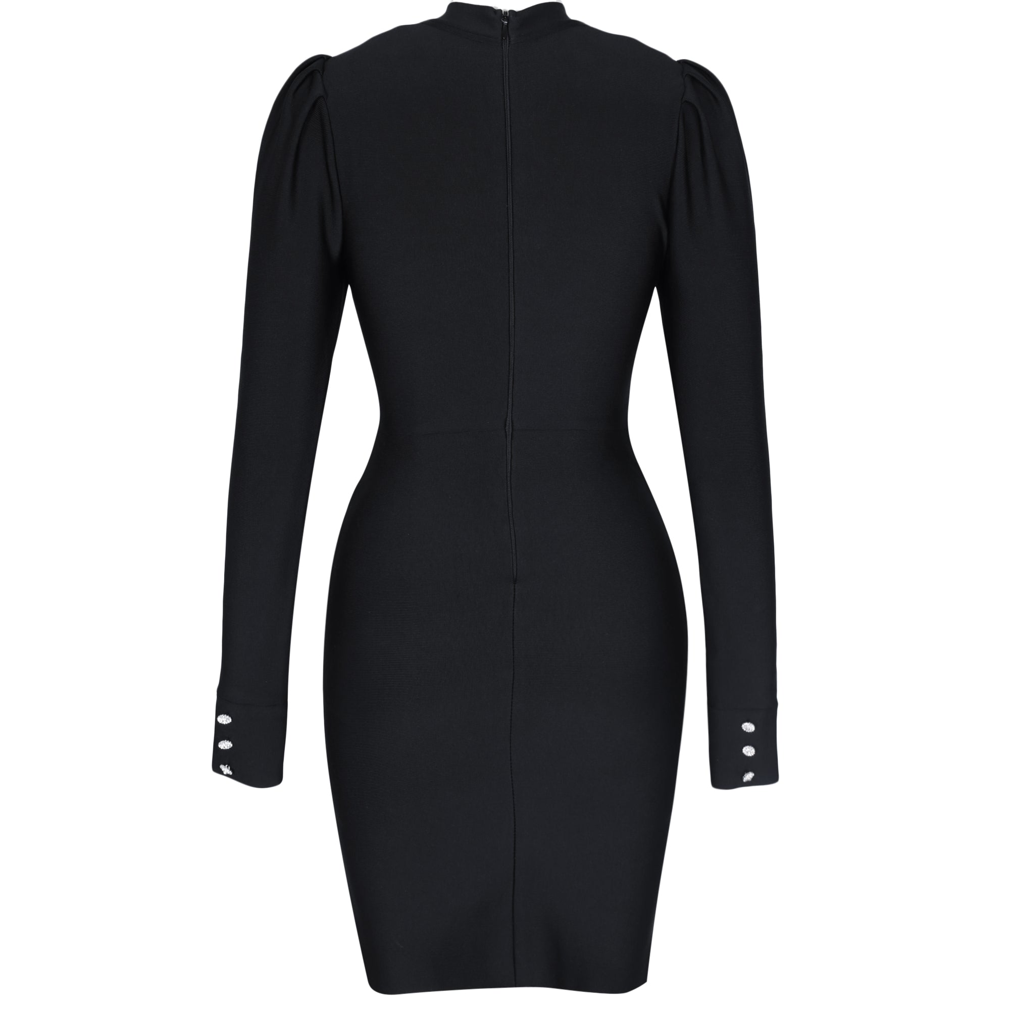 High Neck Long Sleeve Plain Mini Bandage Dress HB7348