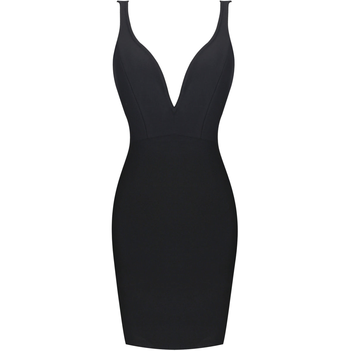 Black Strappy Sleeveless Plain Mini Bandage Dress PF091906