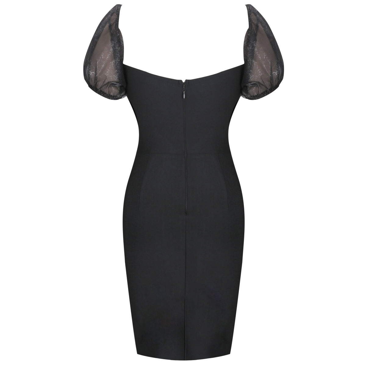 Black Off Shoulder Mid Sleeve Mesh Mini Bandage Dress PF091908