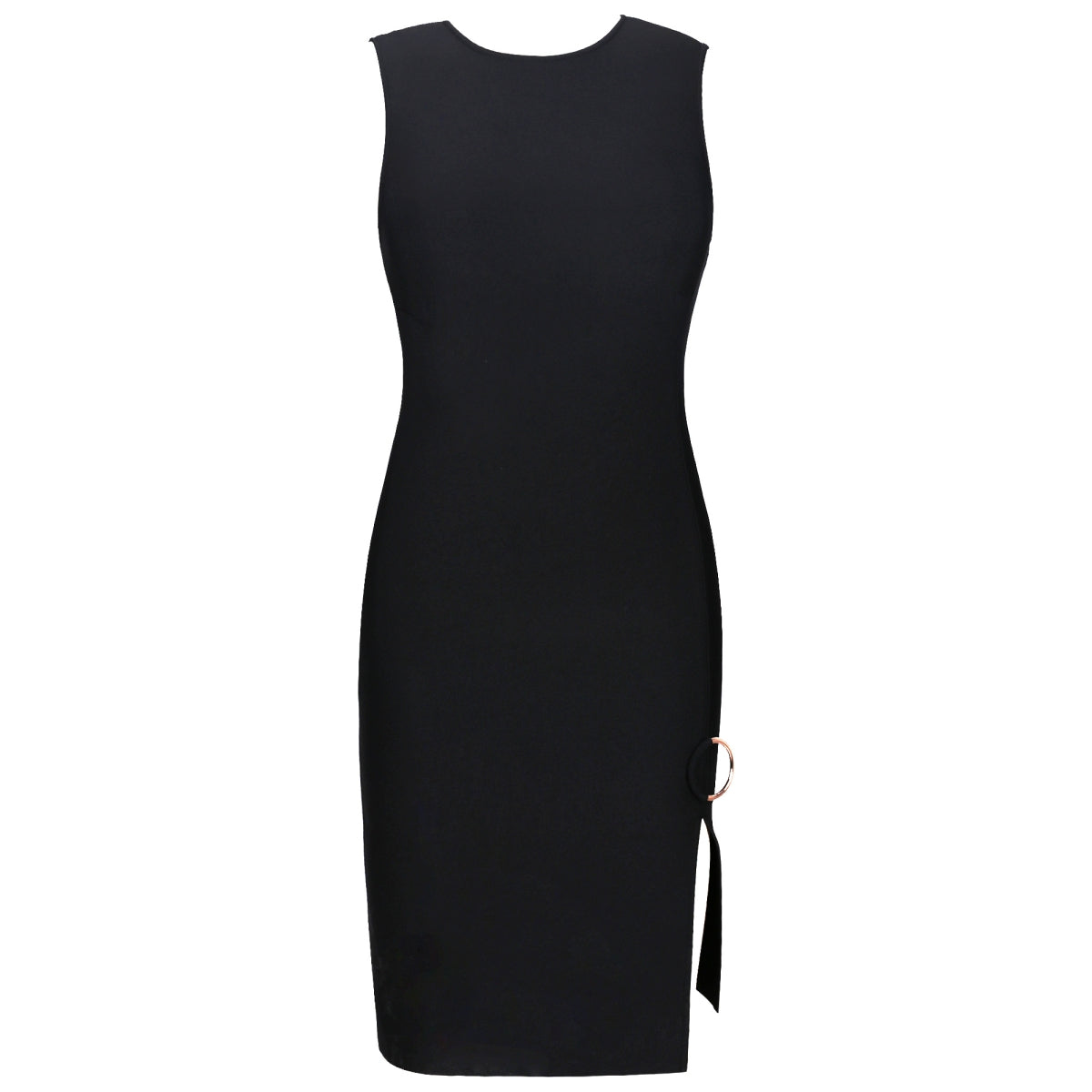 Black Round Neck Sleeveless Metal Studded Mini Bandage Dress PF091912