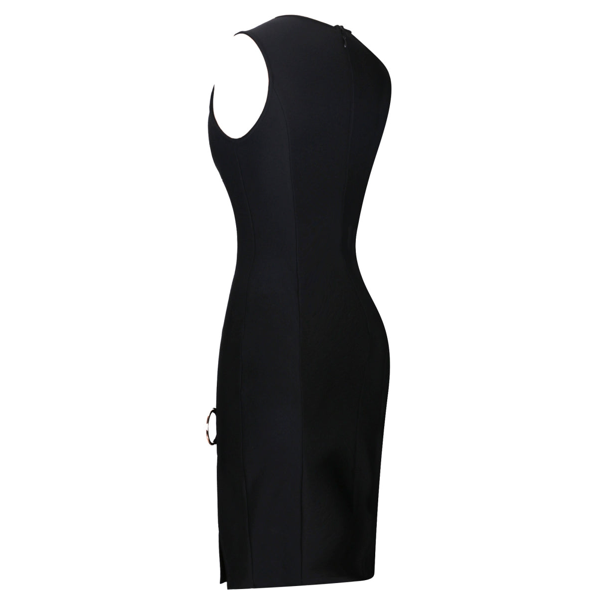 Black Round Neck Sleeveless Metal Studded Mini Bandage Dress PF091912