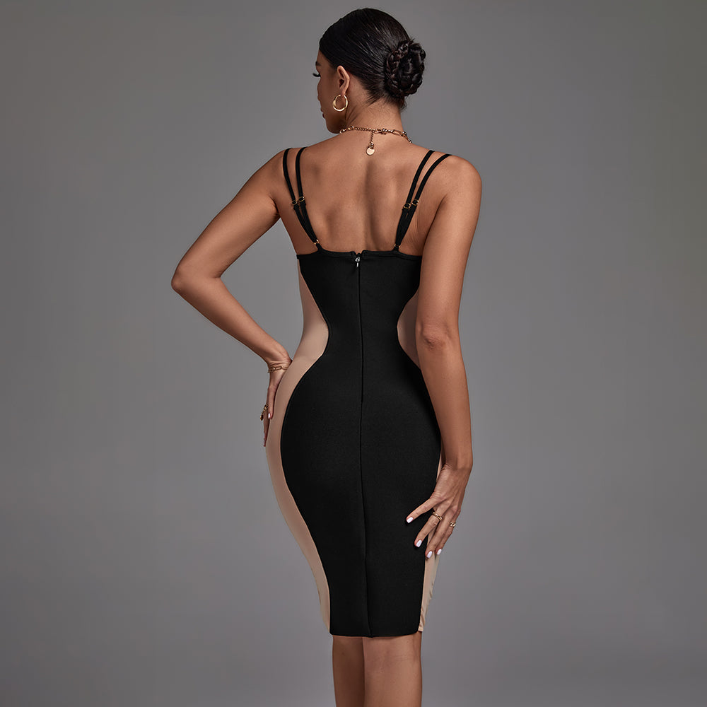 Strappy Sleeveless Mesh Midi Bandage Dress PF211013