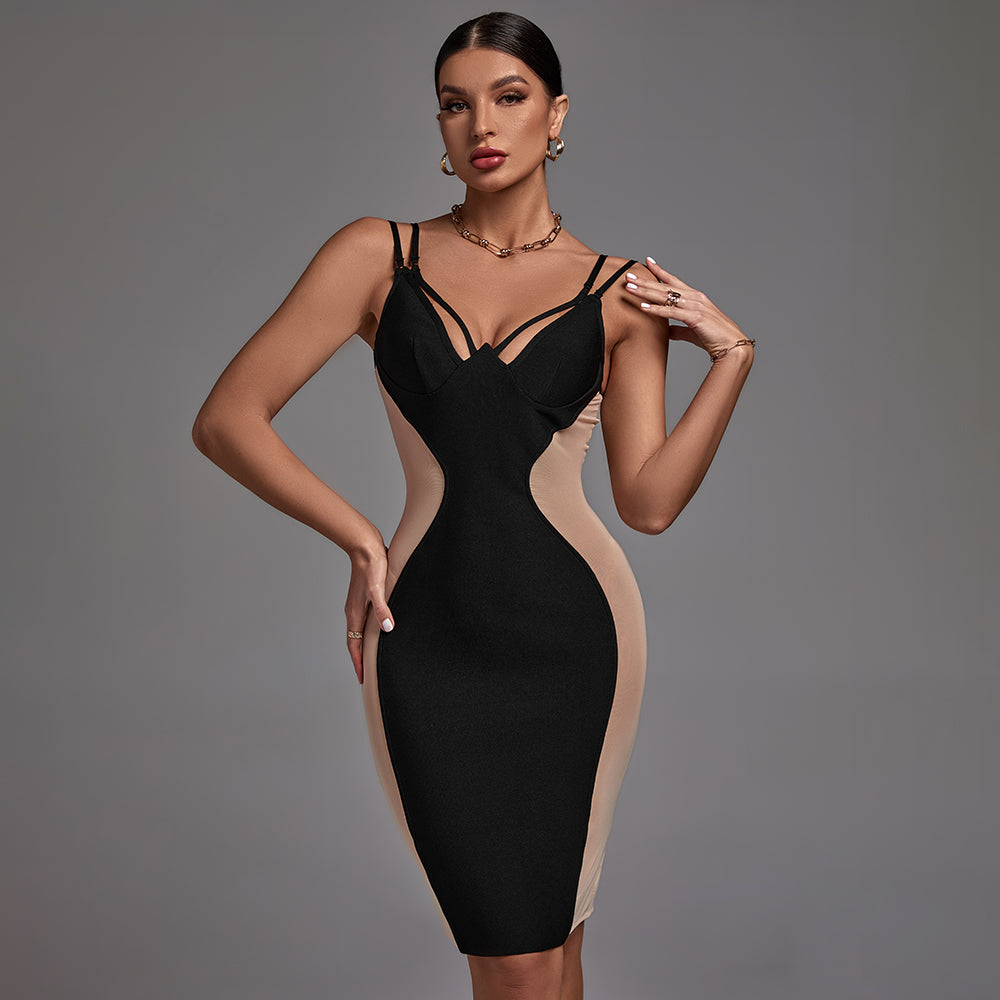 Strappy Sleeveless Mesh Midi Bandage Dress PF211013