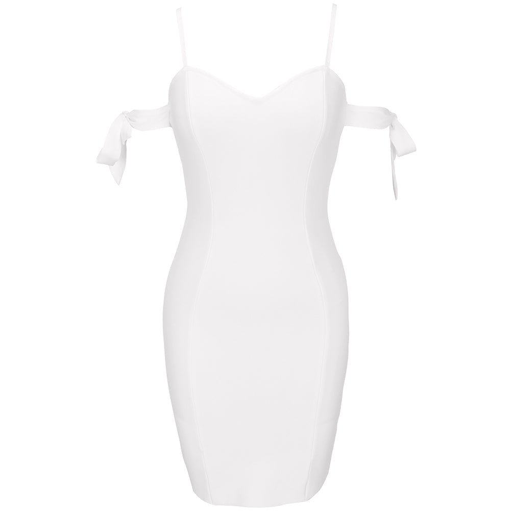 Strappy Short Sleeve Plain Midi Bandage Dress PF21411