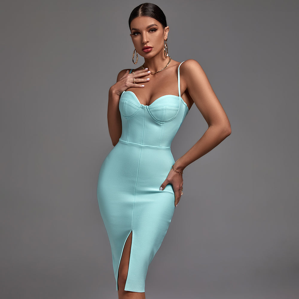 Strappy Sleeveless Plain Midi Backless Bandage Dress PF21712