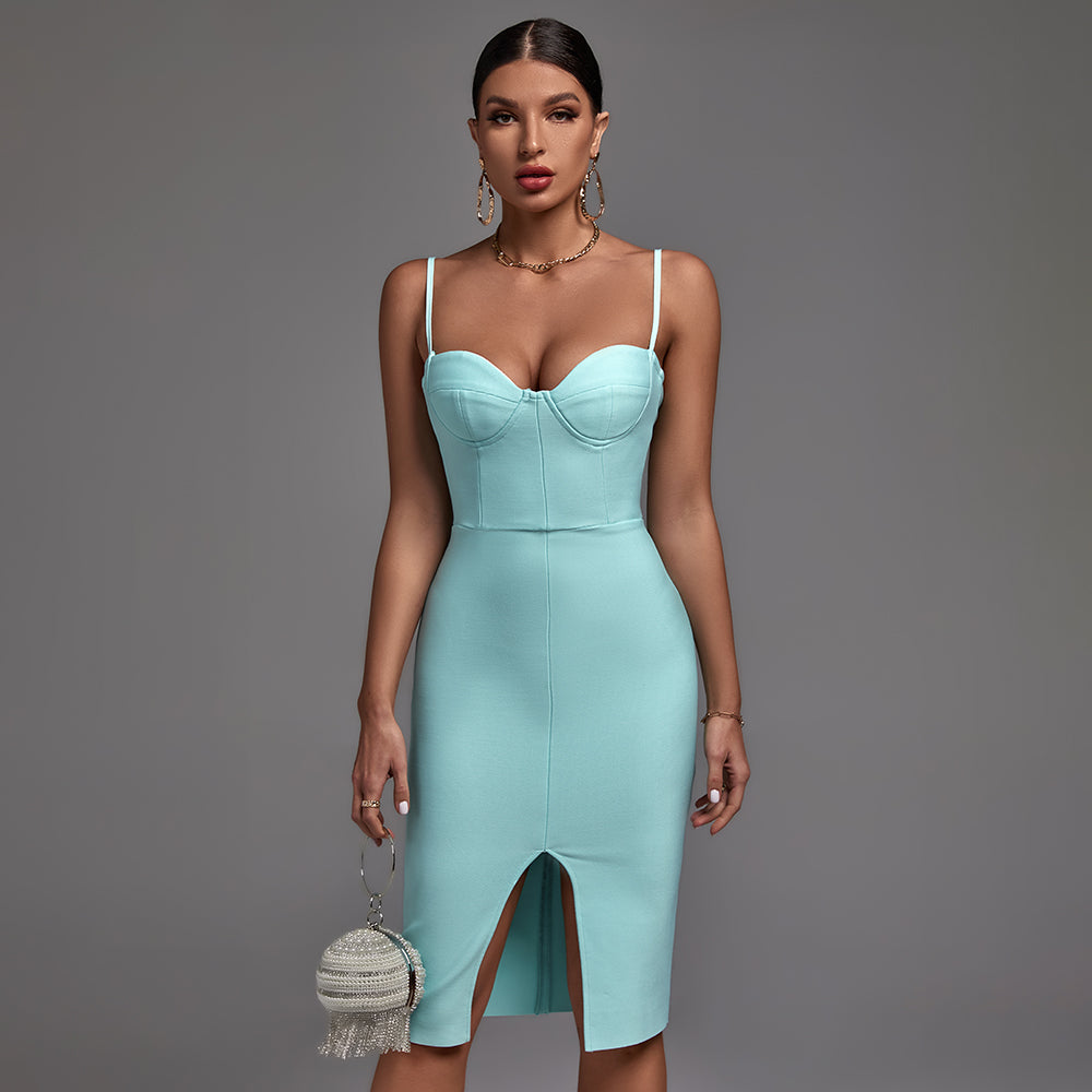 Strappy Sleeveless Plain Midi Backless Bandage Dress PF21712