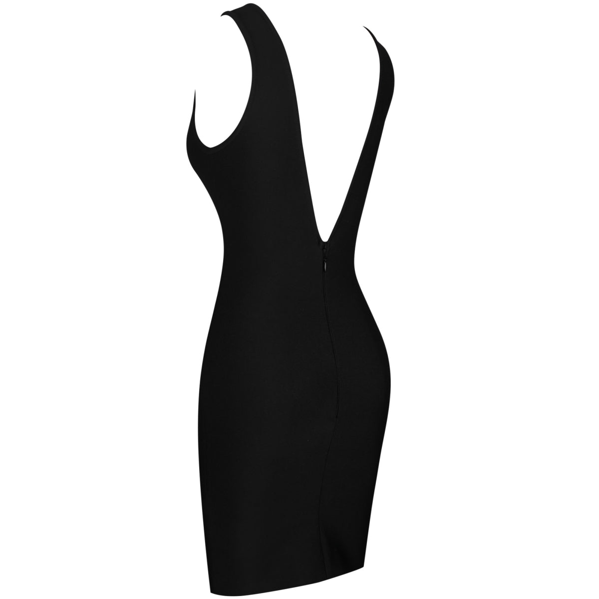 Black V Neck Sleeveless Rhinestone Mini Bandage Dress PK091908