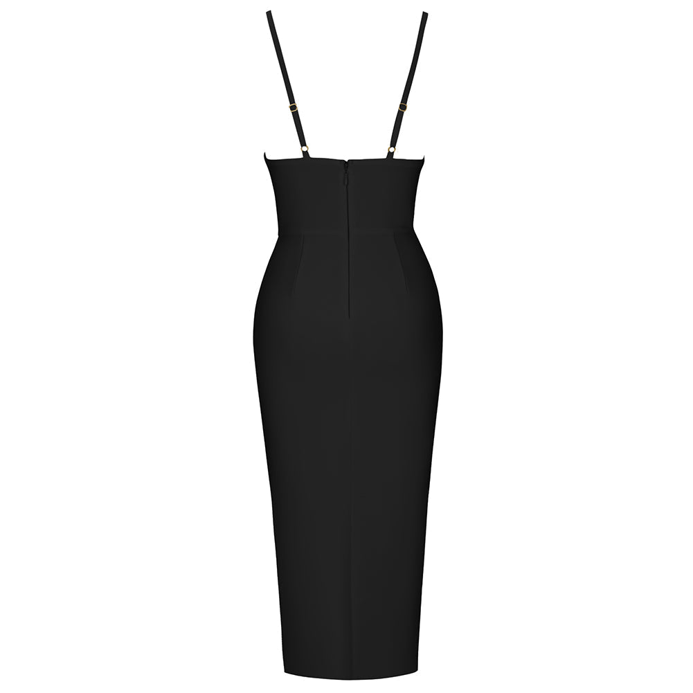 Strappy Sleeveless Slit Midi Bandage Dress PK211101