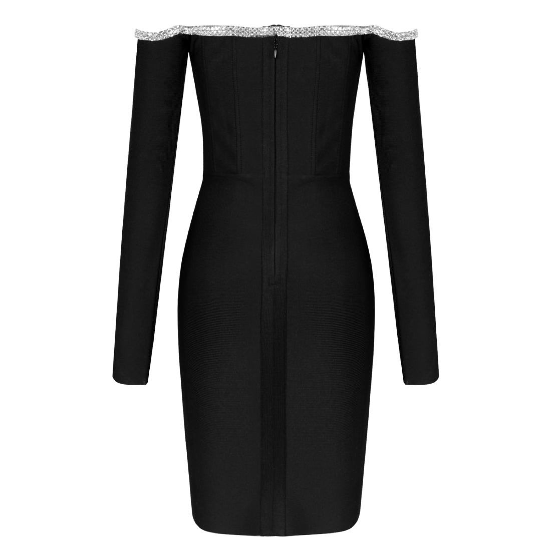 Off Shoulder Long Sleeve Drill Chain Mini Bandage Dress PP20017