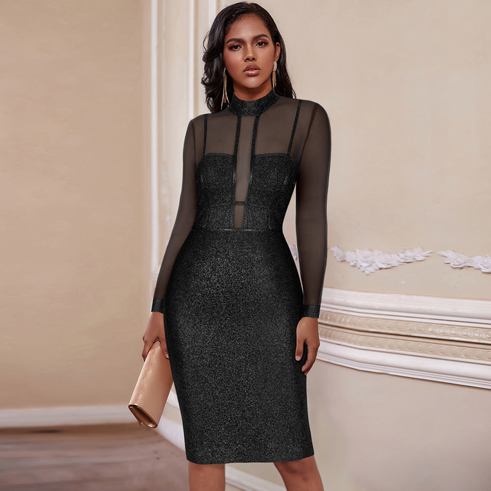 Tight Sexy Mesh Midi Lace Dress PP20021