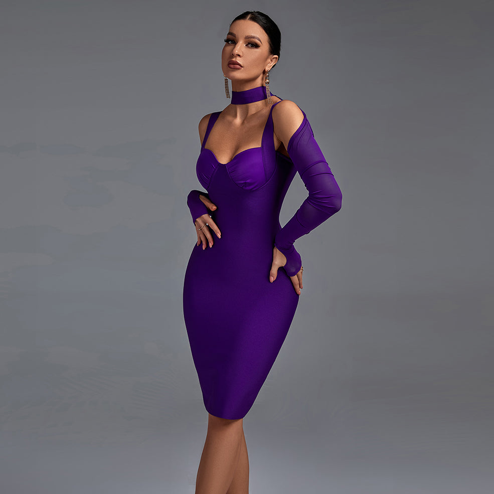 Long Sleeve Cut Out Midi Bandage Dress PP211029