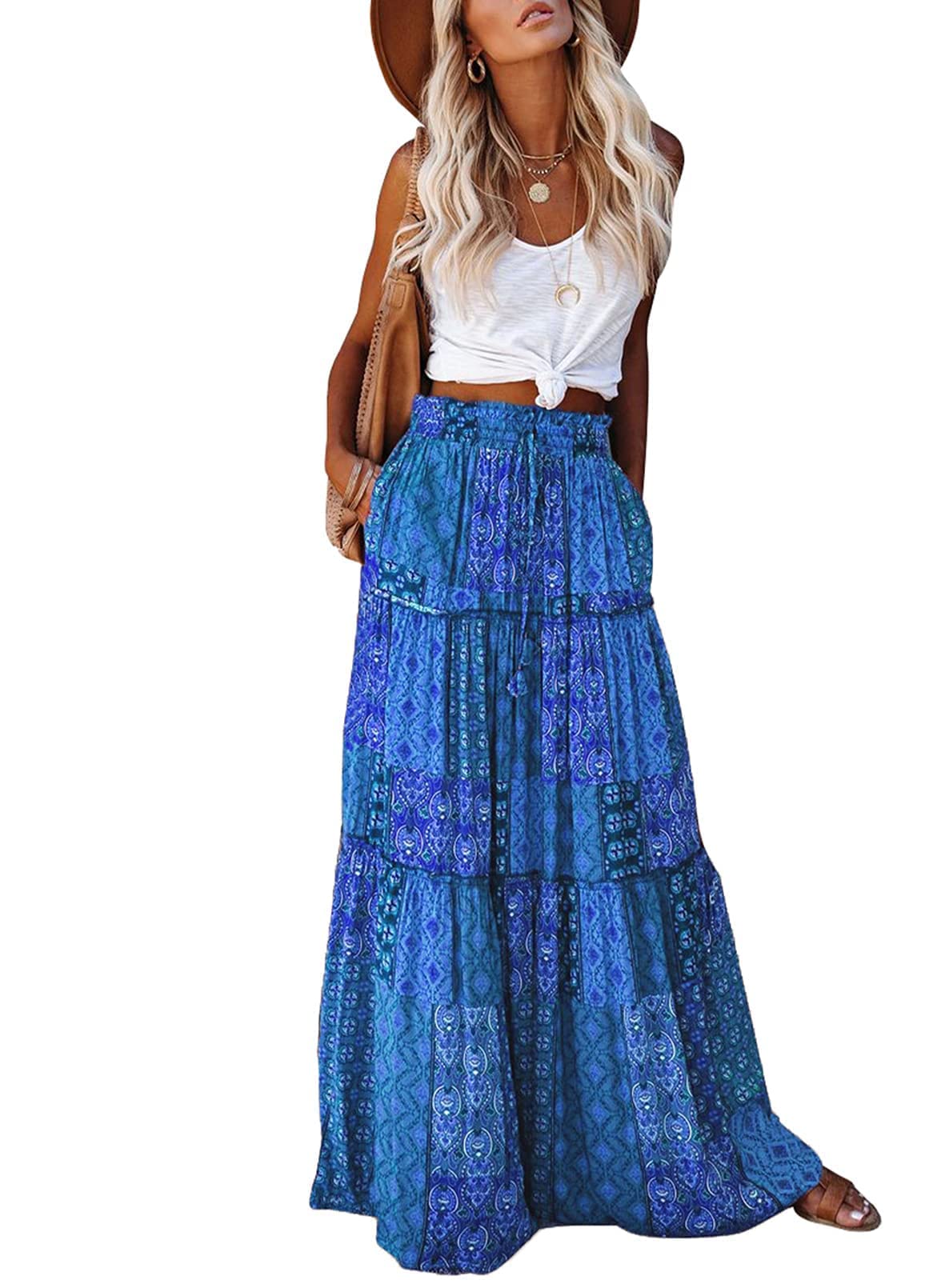 UINKKE Print Long Maxi Skirt