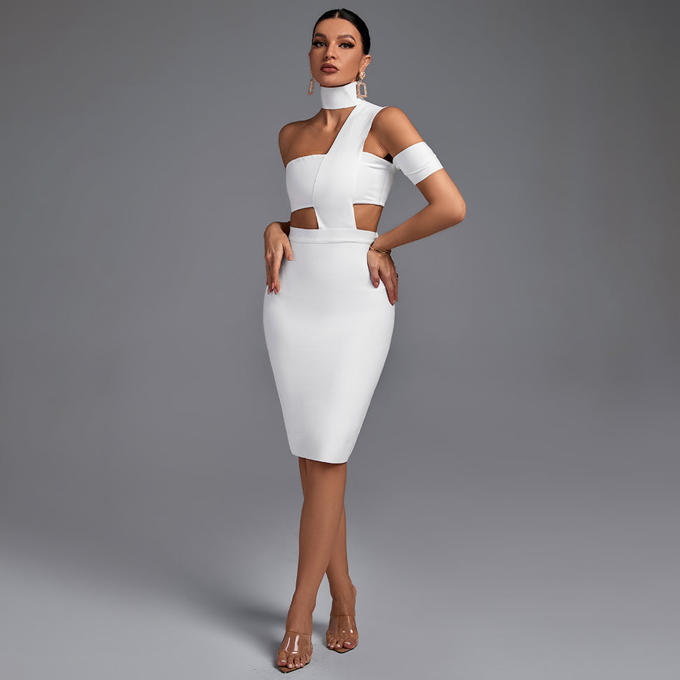 Halter Sleeveless Cut out Midi Bandage Dress SP015