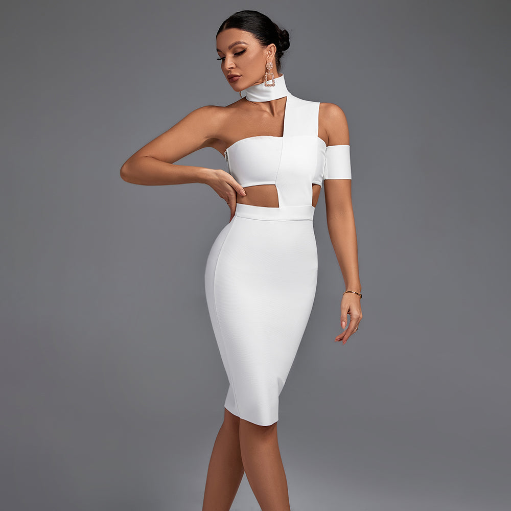 Halter Sleeveless Cut out Midi Bandage Dress SP015