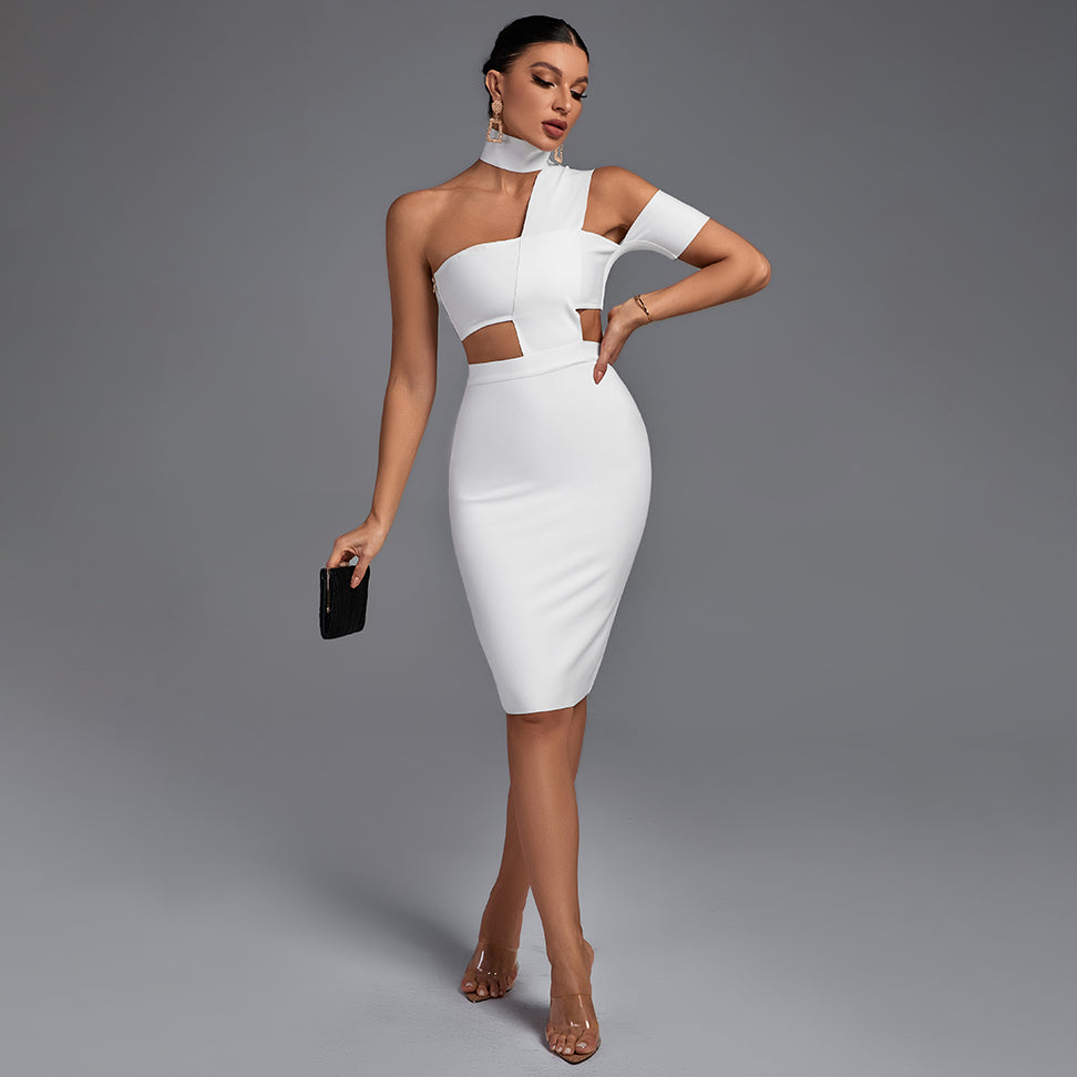 Halter Sleeveless Cut out Midi Bandage Dress SP015