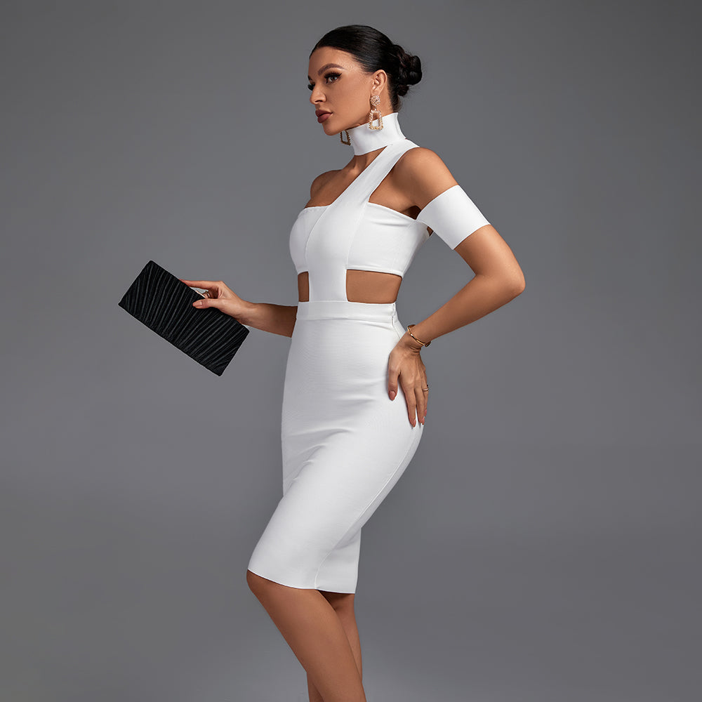 Halter Sleeveless Cut out Midi Bandage Dress SP015