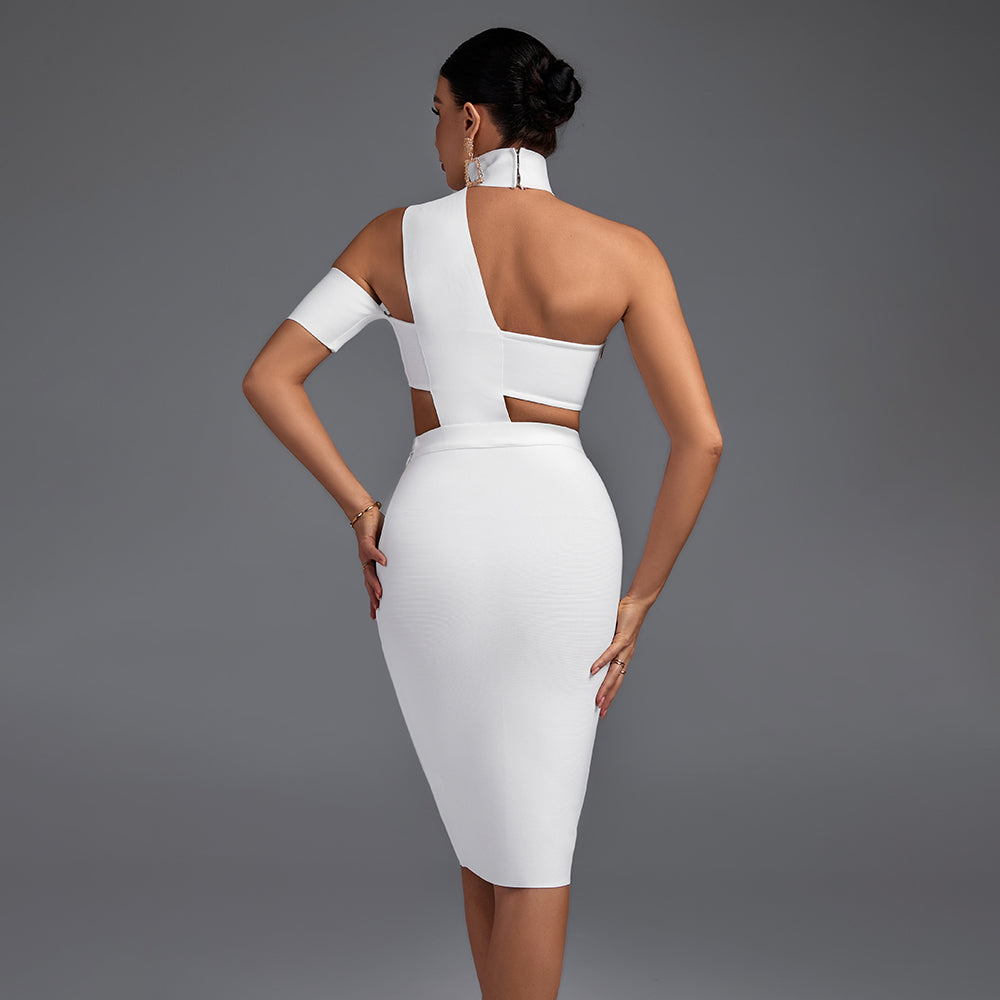 Halter Sleeveless Cut out Midi Bandage Dress SP015