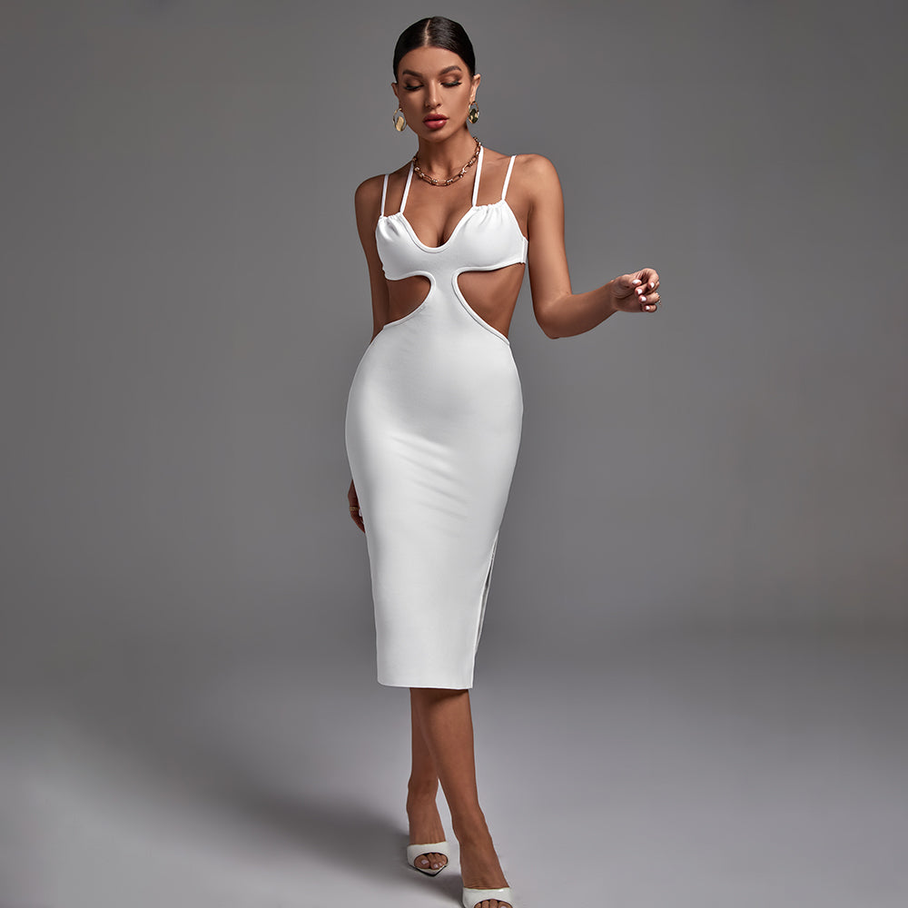 Strappy Backless Cut Out Midi Bandage Dress PF21822