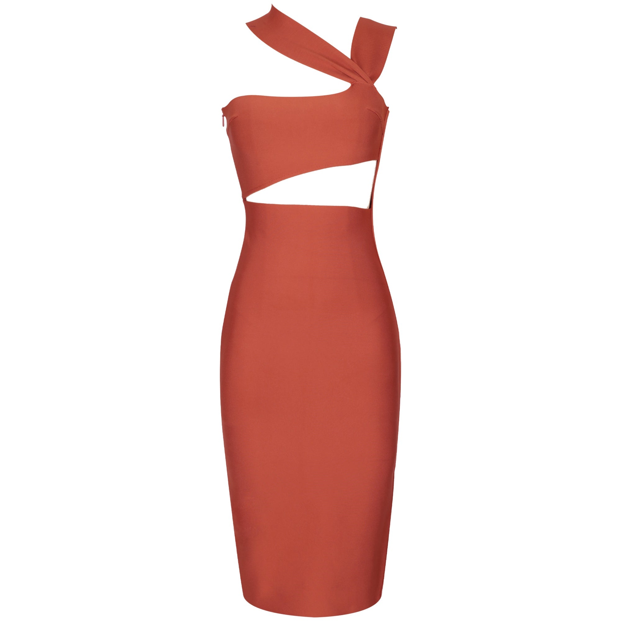 Waist Hollow Asymmetrical Over Knee Bandage Dress HL8363