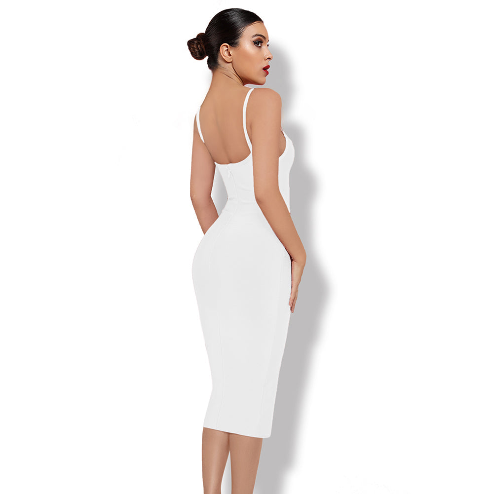 Strappy Sleeveless Plain Midi Bandage Dress PK092003