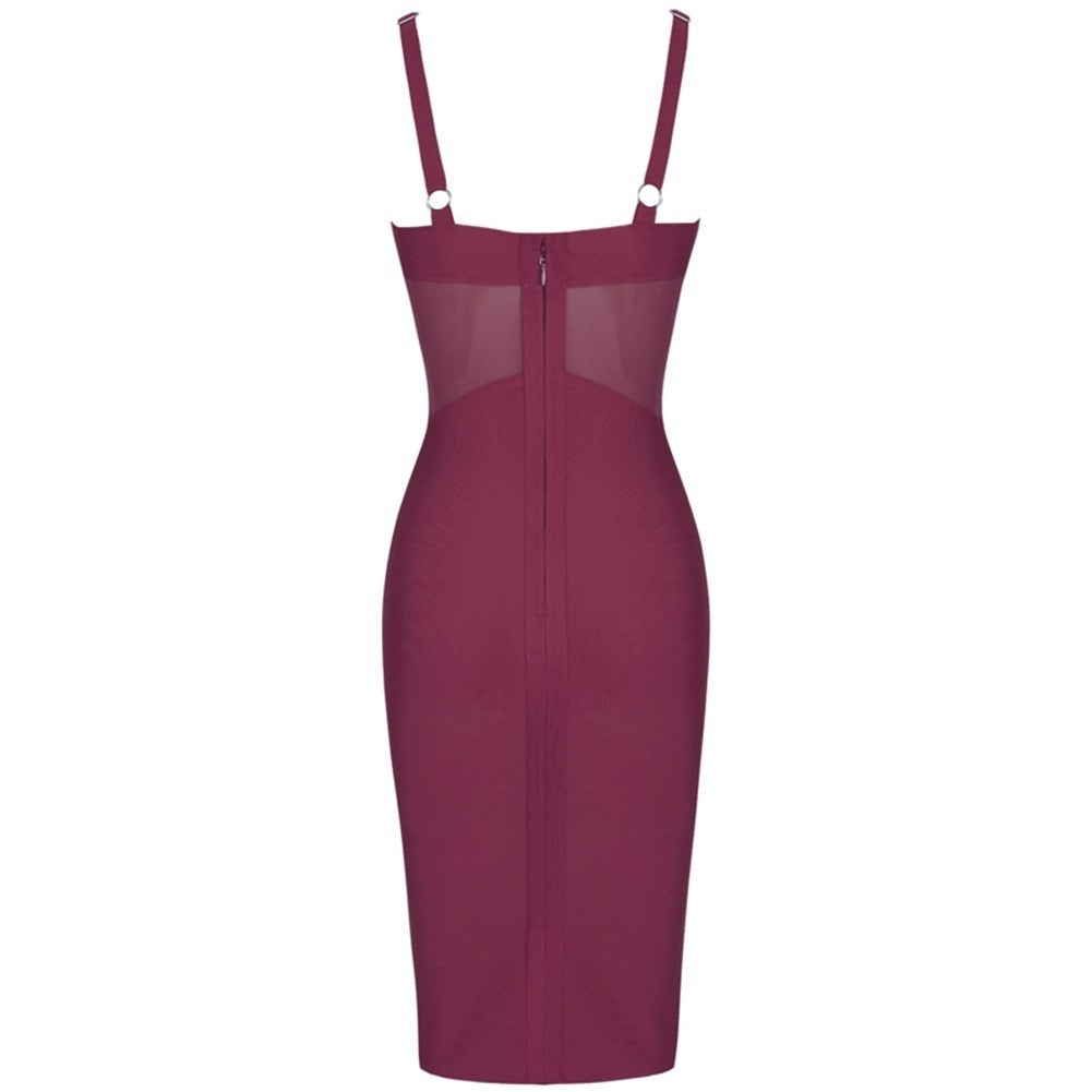 Strappy Sleeveless Mesh Mini Bandage Dress PF19006