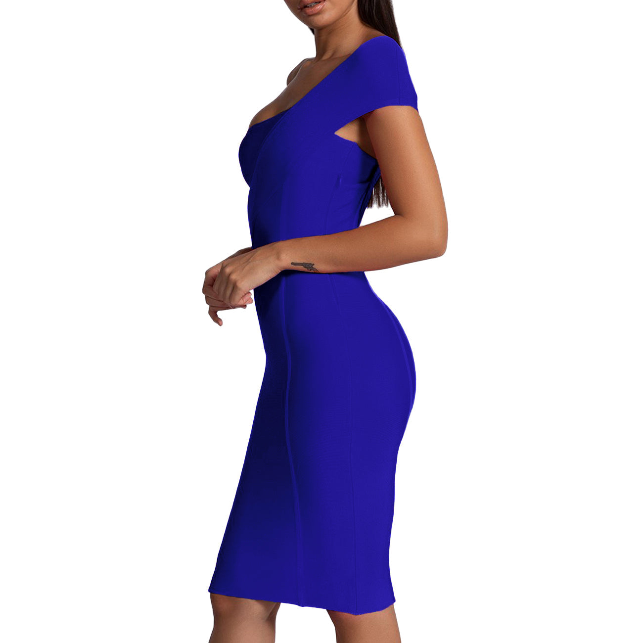 One Shoulder Asymmetrical Over Knee Bandage Dress PP40199